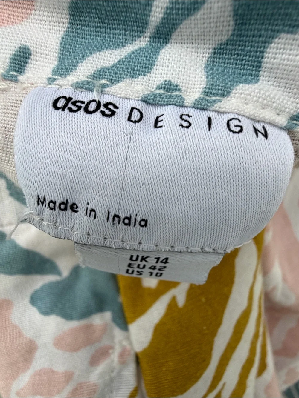 ASOS Multicolor Printed Jumpsuit in Pastel Pink, Teal & Mustard
